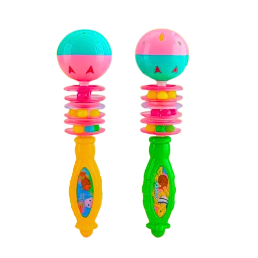 Kit 2 chocalhos infantil para criança bebê som suave colorido divertido menino menina interativo