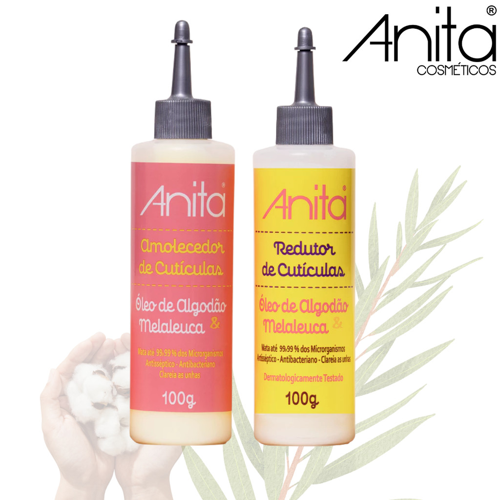 Anita - Kit Amolecedor de Cutículas & Redutor De Cutículas - Óleo De Algodão E Melaleuca 100g
