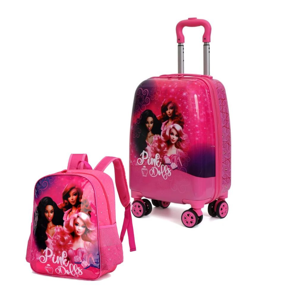 Kit Mochila Infantil M100-14 + Mala Infantil ML100 De Bordo Para Viagem escolar 16 polegadas kids