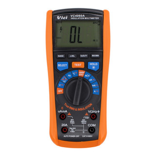 Multímetro Digital True RMS e Megômetro VC4060A 1000V NCV Teste de Isolação de Motores