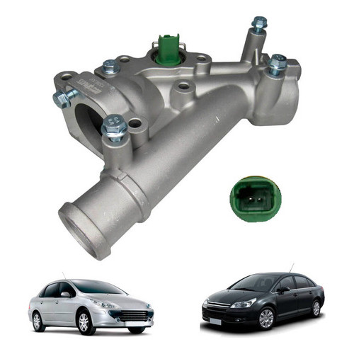 Carcaça Válvula Termostática Alumínio Peugeot 307 308 408 3008 Citroën C4 C5 2.0 16V c/ Junta 1338AV