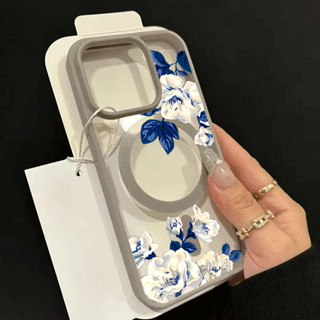 Azul Branco Rosa Flores Caso Magnético Para iPhone 17 16 15 14 13 12 11 Pro Max Plus 16E Fosco Capa Clara em Oferta na Shopee