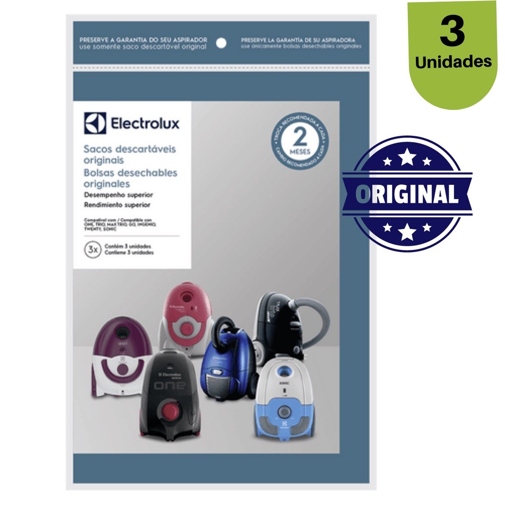 Saco de Aspirador de Pó Electrolux Max Trio Go One Ingenio Twenty Sonic 3 Unid Limpeza prática