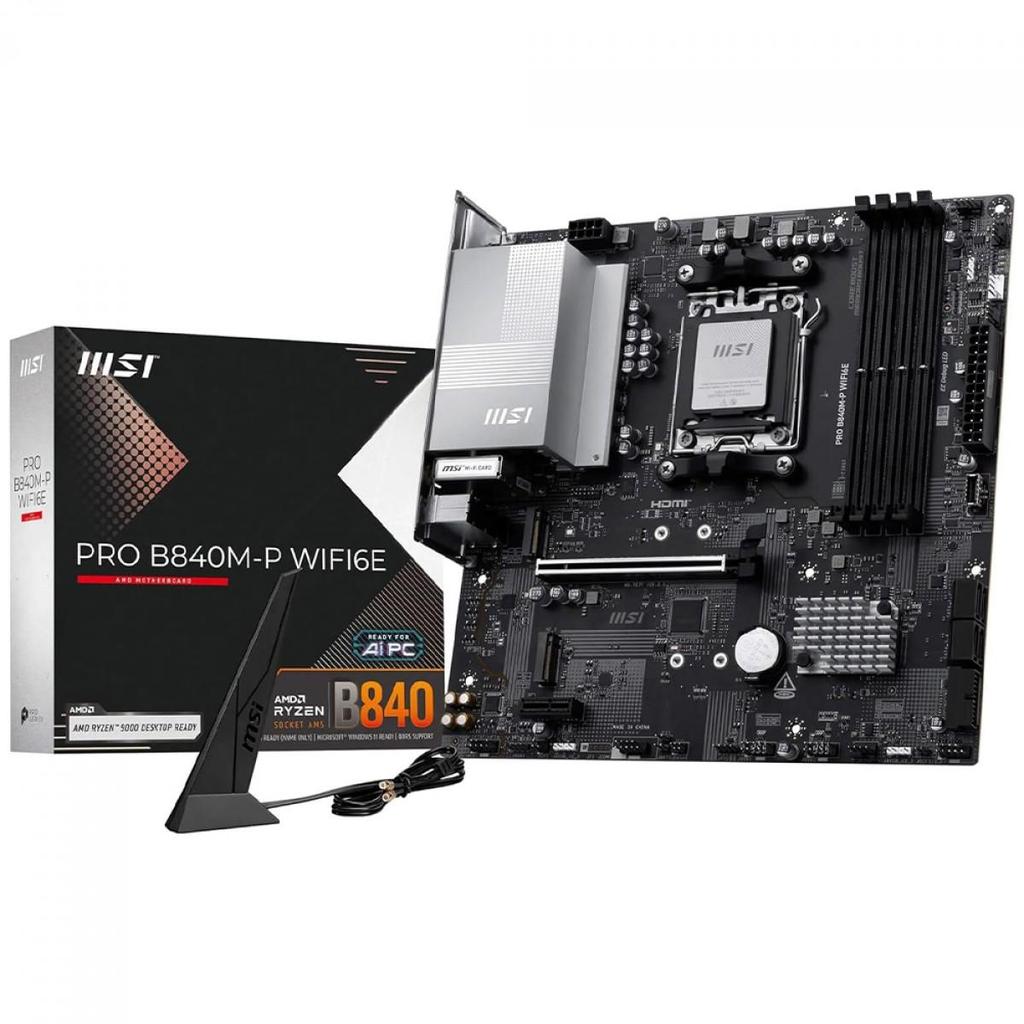 Placa Mãe MSI PRO B840M-P WiFi6E, Chipset B840, AMD AM5, mATX, DDR5, PRO B840M-P WIFI6E em Oferta na Shopee