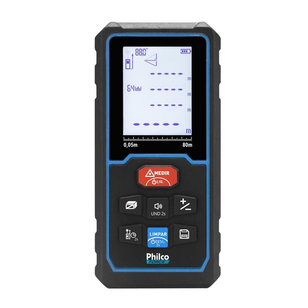Trena Laser Philco Force Alcance de 80m Display LED PTL02