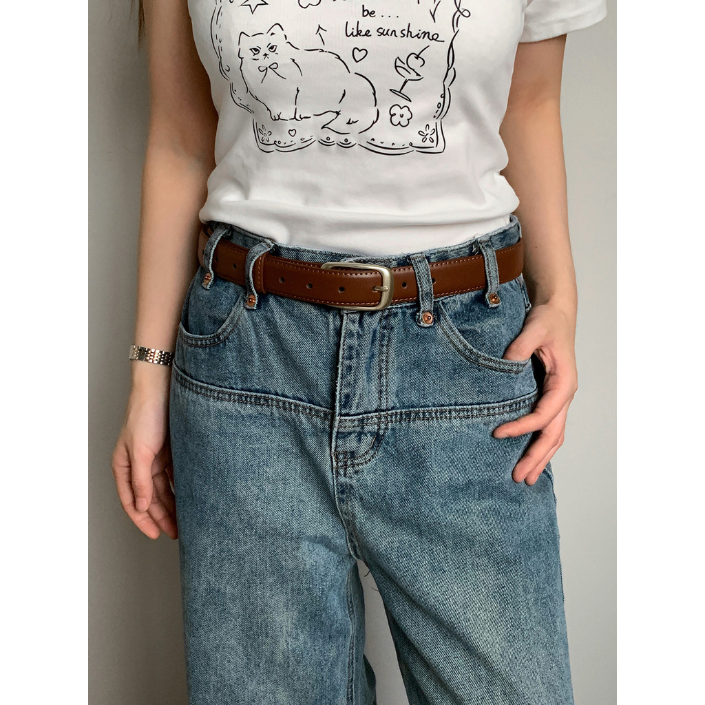 Simples cinto marrom senhoras Retro High-End moda na moda cinto nicho combinando Jeans cinto acessórios na moda