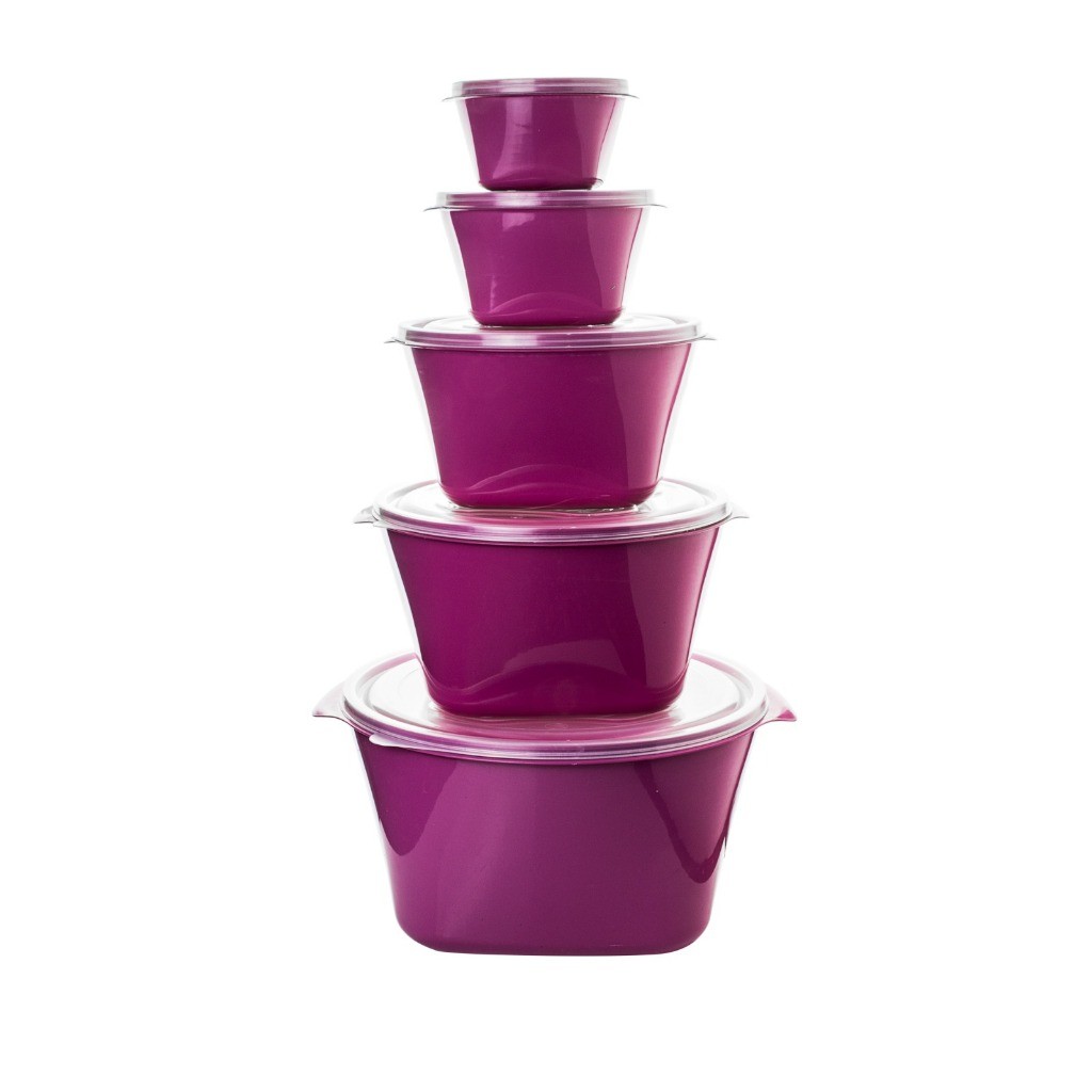 Kit com 5 Potes Plásticos Multiuso Mantimentos Cozinha Utilidades