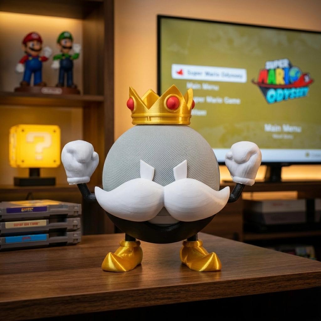 Suporte Rei Bob-Omb (Mario Bross)Para Alexa Echo Dot 4, Echo Dot 5