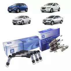 Kit 4 Velas + Cabos De Vela Onix Prisma 1.0 8V 2013/2019 4 Cil. Original GM