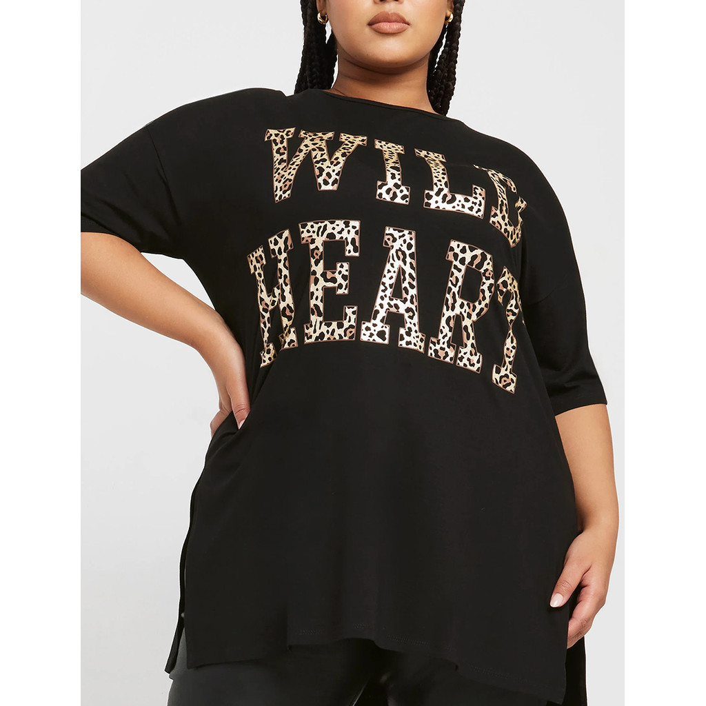 Camiseta Masculina Feminina Oversized Estampa Letras Wild Heart Estampa Onça Camiseta Streetwear Moda Casual