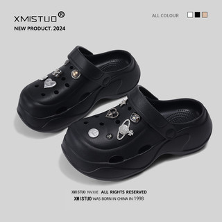 High-End sentido buraco sapatos femininos verão 2024 novo estilo de sola grossa exterior usar sapatos de praia merda-pis