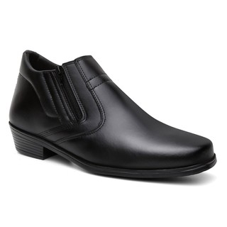 Bota Masculina Social Confortável Zíper Cano Baixo Moderna Preto
