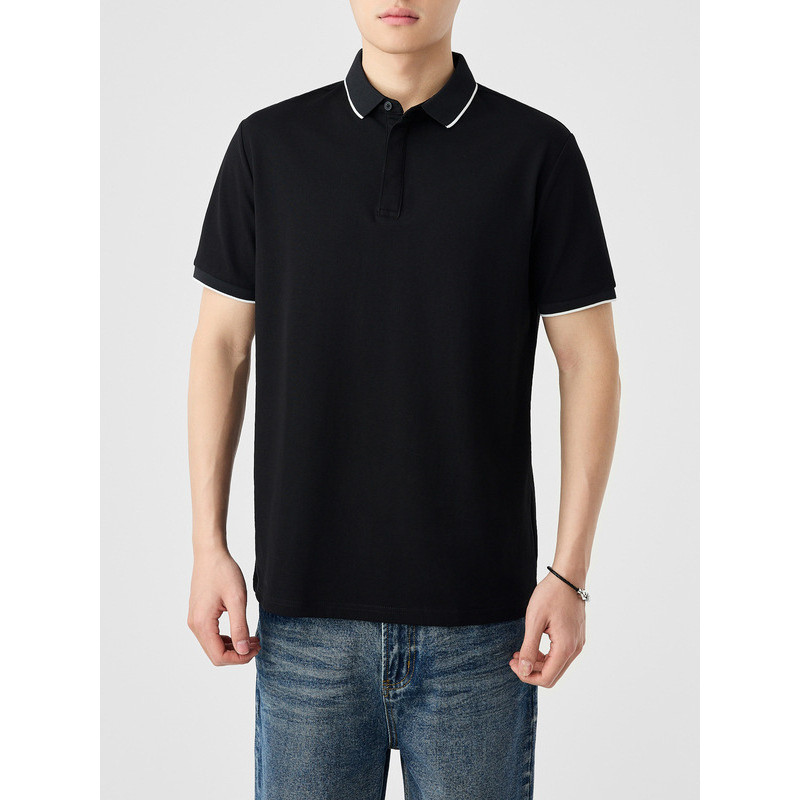 Momaike camisa polo masculina de manga curta verão gelo seda lapela camiseta Casual Paul camisa meia manga masculina