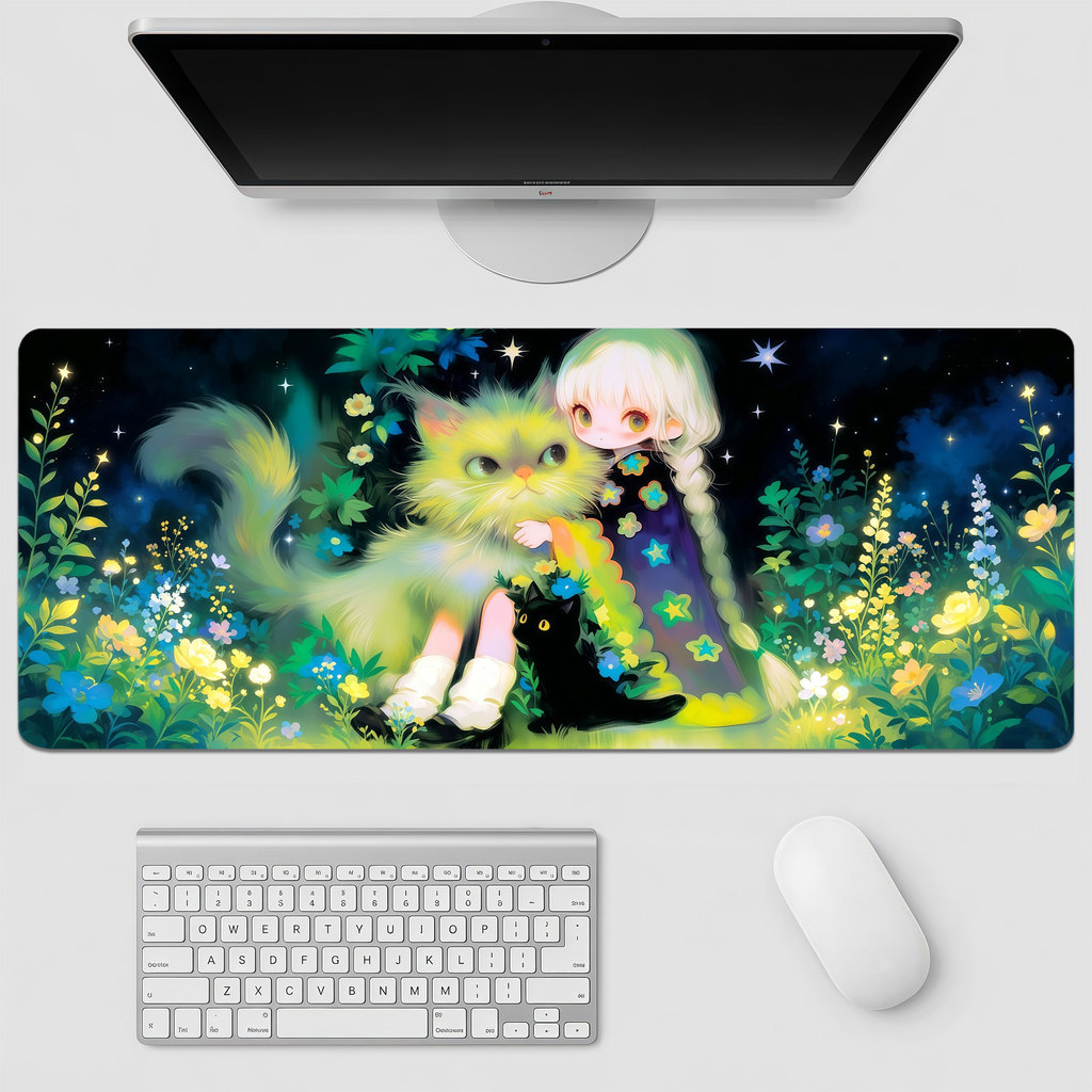 MAGIC GIRL CAT 80 * 30cm Mouse Pad Anti Selip Tapete De Mesa Grande MousePad Kom