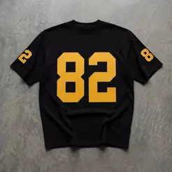 Camiseta Masculina Football 82 Oversized 100% Algodão 30.1 Premium Preto