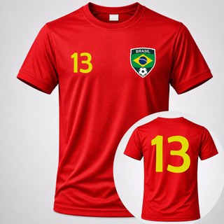 Camiseta Unissex Dryfit 100% Algodão Premium Seleção Brasileira Vermelha 13 Envio Imediato