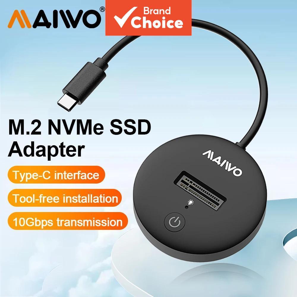  MAIWO 10Gbps NVMe SATA SSD Docking Station USB 3.2 Gen2 Adaptador de unidade de estado sólido USB-C M2 NGFF NVMe para