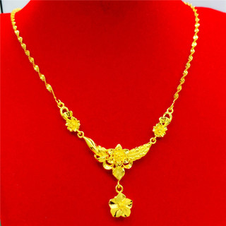 Imitação de ouro senhoras flor tudo-em-um colar temperamento banhado a ouro conjunto de casamento nupcial corrente areia