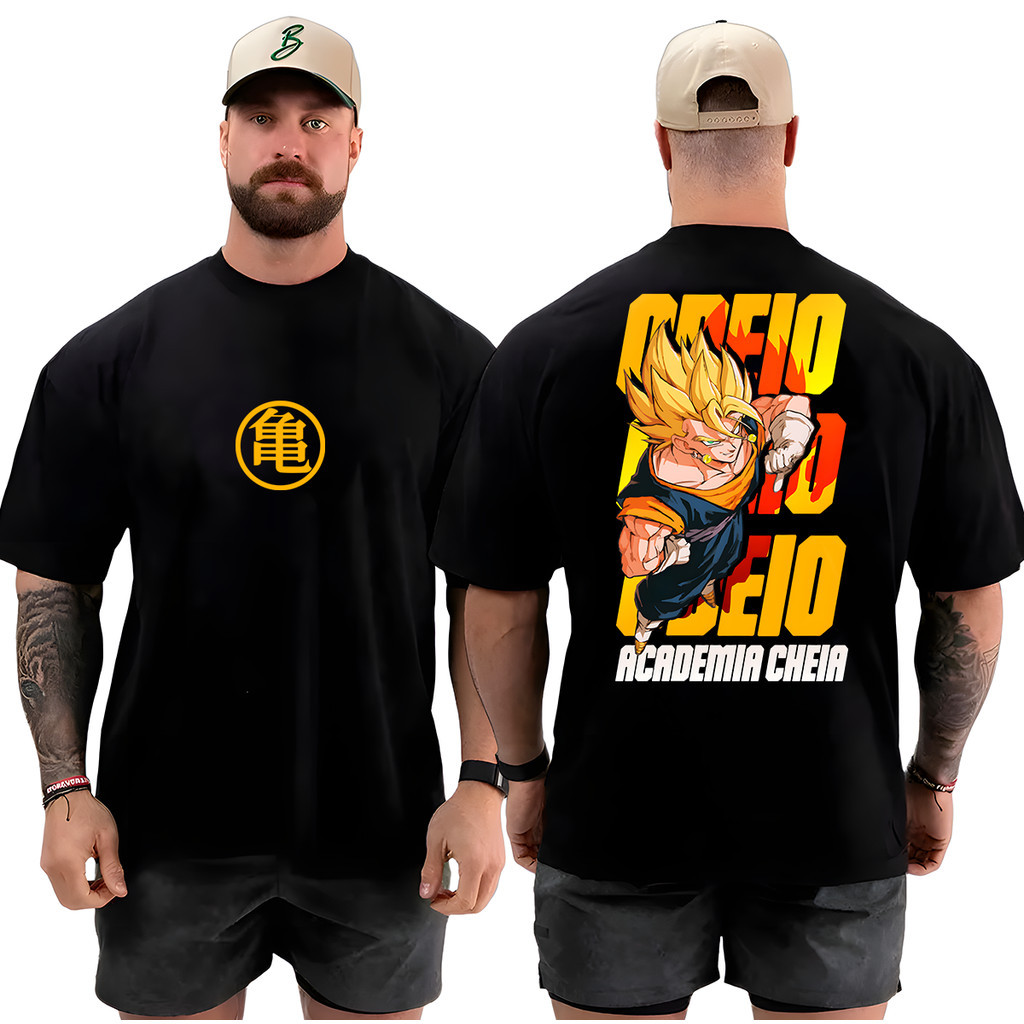 Camiseta Oversized Academia Musculação Odeio Academia Lotada 100% Algodão Streetwear Estilo Conforto