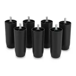 Kit 2/4/6/7/8/12 Pé Cama Box Casal e Solteiro Base Cabeceira 12cm Plastico e Madeira Preto Parafuso