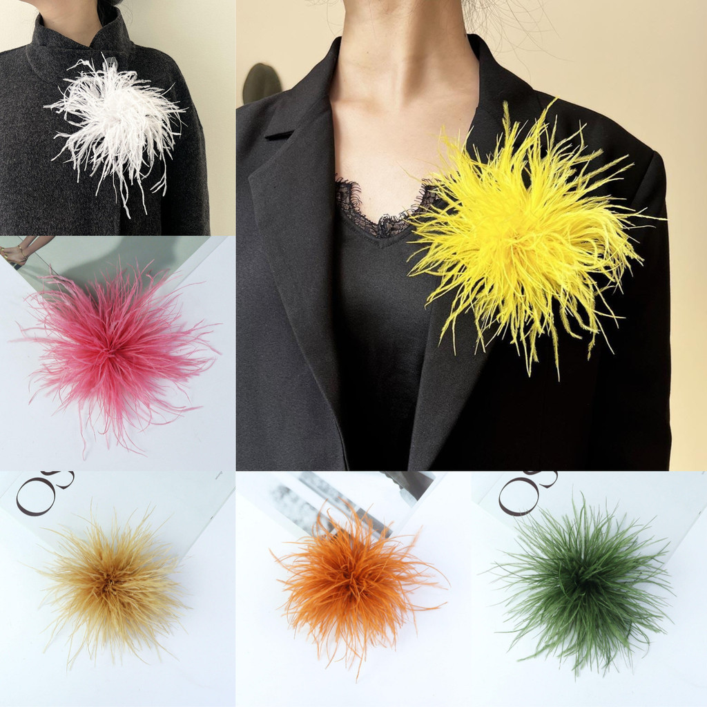 Elegante broche de pena de avestruz, design único, adequado para combinar com casacos e vestidos UQLA IJRY