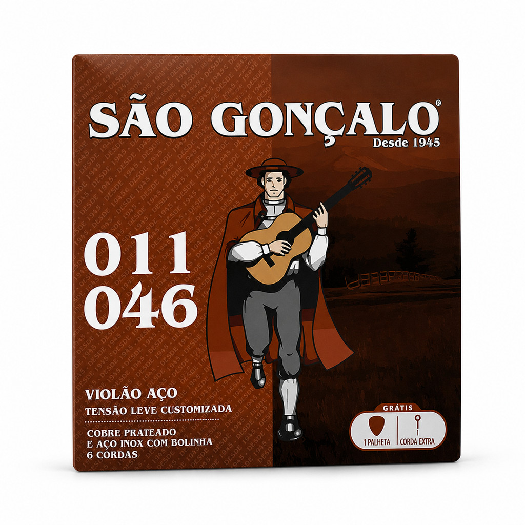 Encordoamento São Gonçalo 011 Média c/ Bolinha p/ Violão Aço