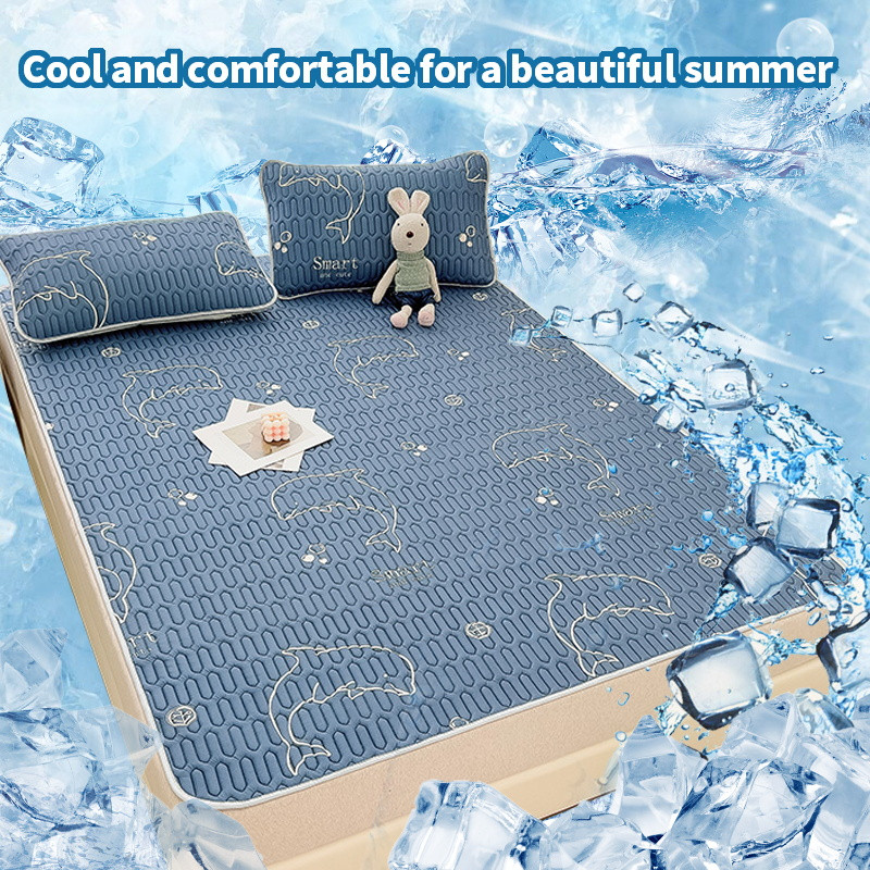 CoolingMatsQueen/KingLatexBedMatSummer3PCSIceSilkBeddingSet Almofada de resfriamento