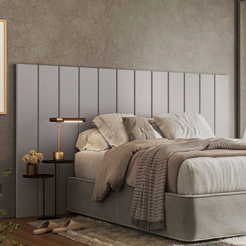 Cabeceira Modulada Cama Box Casal/Queen/King 240cm 12 Módulos Aurora Cinza Cacau