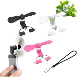 Ventilador de celular mini três em um, ventilador de celular USB recarregável, mini ventilador, ventilador USB, operação