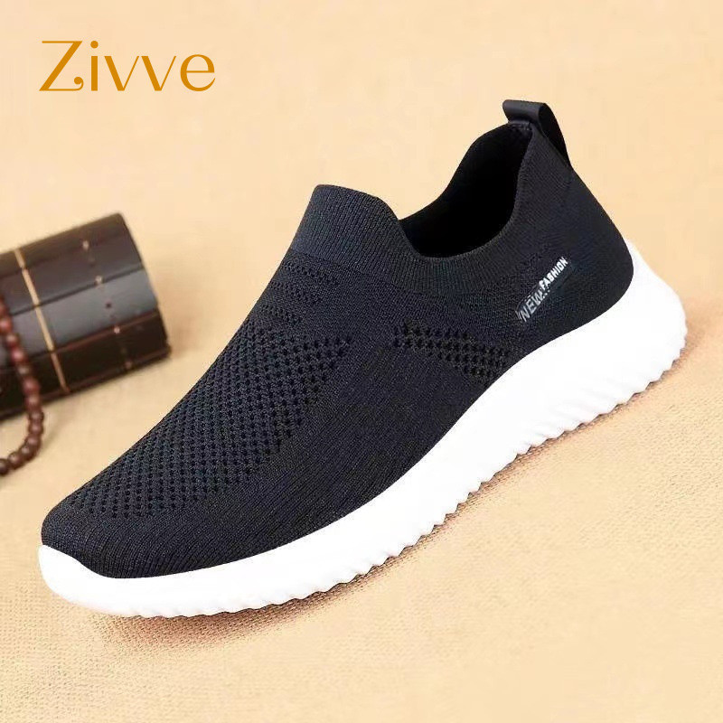 Sapatos masculinos verão malha respirável voando malha sapatos masculinos de um Pedal sapatos masculinos idosos de meia-