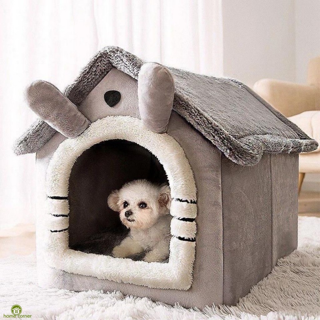 Casa De Ninho De Gato Com Isolamento De Inverno-Cama Lavável Para Animais De Estimação Canil De Coelho De Cachorro Peque