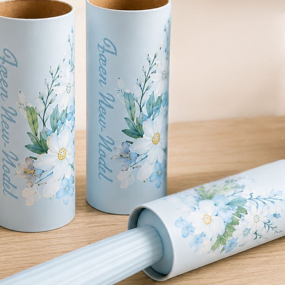 Rolo Adesivo Tira Pelos Floral 3 Peças com 1 Rolo e 2 Refis - Ideal para Roupas, Sofás, Estofados e Pelos de Pets