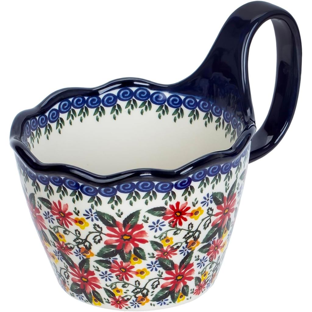 Tigela de Sopa Pintada à Mão OZY com Alça, Tigela de Cerâmica Ideal para Sopa, Sorvete, Frutas, Lanches, Segura para Mic