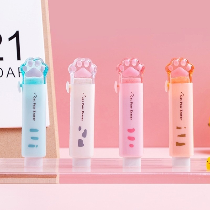 Borracha Retrátil Pata de Gato Kawaii Material Escolar