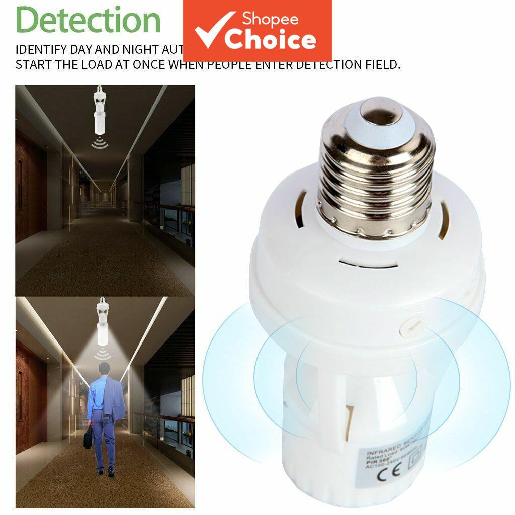 Base de Detector de Movimento Inteligente AXUS Easy Install, Tensão Ampla 110V-220V, E27, Ajustável de Brilho e Tempo de