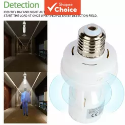 Base de Detector de Movimento Inteligente AXUS Easy Install, Tensão Ampla 110V-220V, E27, Ajustável de Brilho e Tempo de