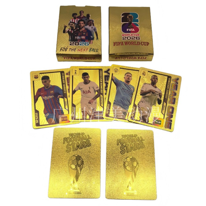[Cartão dourado] Cartão estrela de futebol da Copa do Mundo 2026 Megamo 55 Cartões de folha de ouro Messi C Luo Star Col