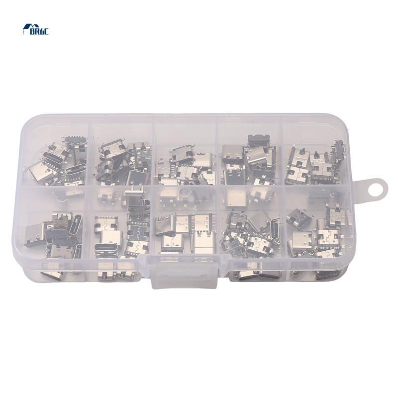 100 Pçs/Lote 10 Modelos Tipo-C Conectores De Doca De Carregamento USB Mix 6Pin E 16Pin Uso Para Telefone Kits De Reparo 