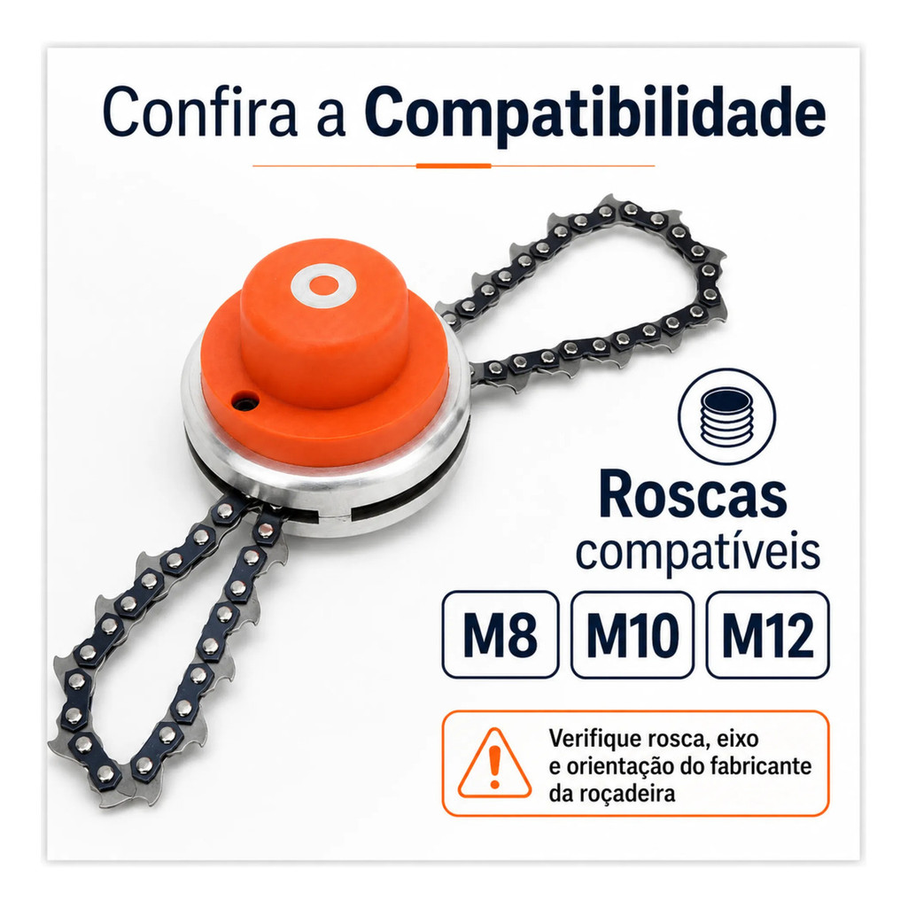 Cabeçote Carretel Trimmer Com Corrente Para Roçadeira M8 M10 M12 Acessorio para roçadeira — imagem 2 de 2