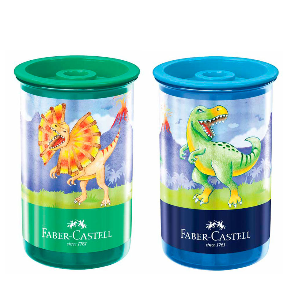 Apontador tubo com coletor Dinossauro SM/123DINOZF/581543 com 1 unidade Faber-Castell