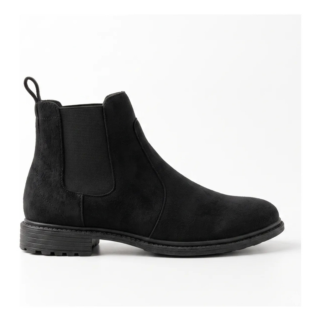 Bota Chelsea Masculina Botina Preta Confortável Leve Elastico Texana Camurça Ecologica