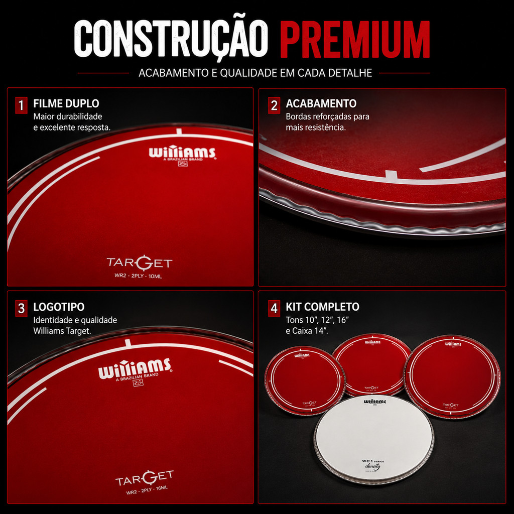 Kit Pele Williams Target Tom Pack 10 12 16 Vermelha Caixa 14 · foto 2