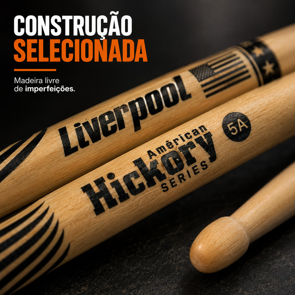 Par Baquetas Liverpool American Hickory 5A Ponta de Madeira · foto 2