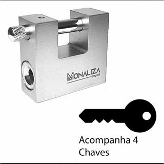 Cadeado Alta Segurança 70mm Inviolável C/ 4 Chaves Cor Prata ou Dourado " Envio imediato "