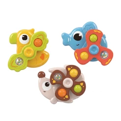 Kit 3 Brinquedos Giratório Bebê Com Ventosa Chocalho Banho Sensorial Spin Maxi Baby