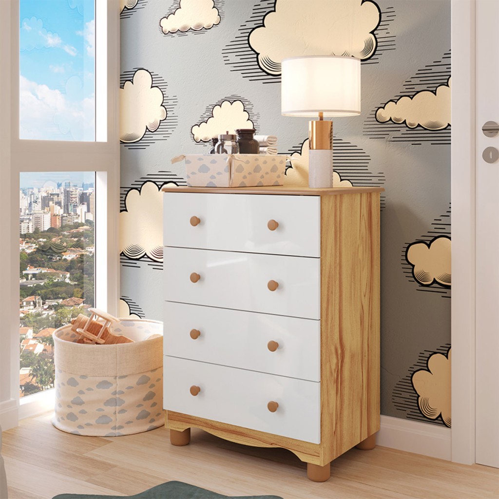Cômoda Infantil Júnior New 4 Gavetas 100% Mdf