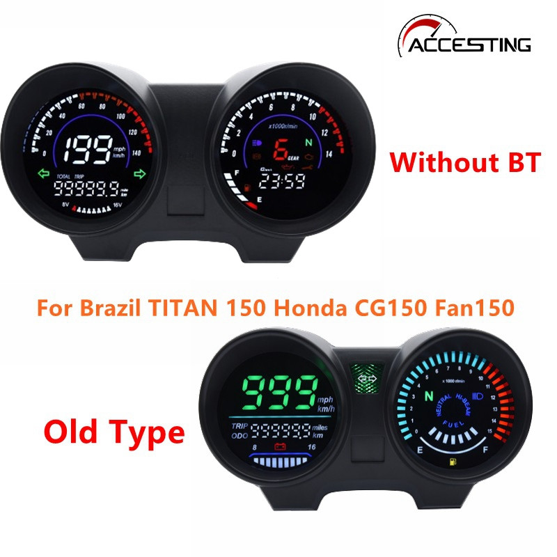 Painel Digital de Velocímetro Eletrônico e Tacômetro LED para Motocicleta Honda TITAN 150, CG150, Fan150 6V4B (Brasil)