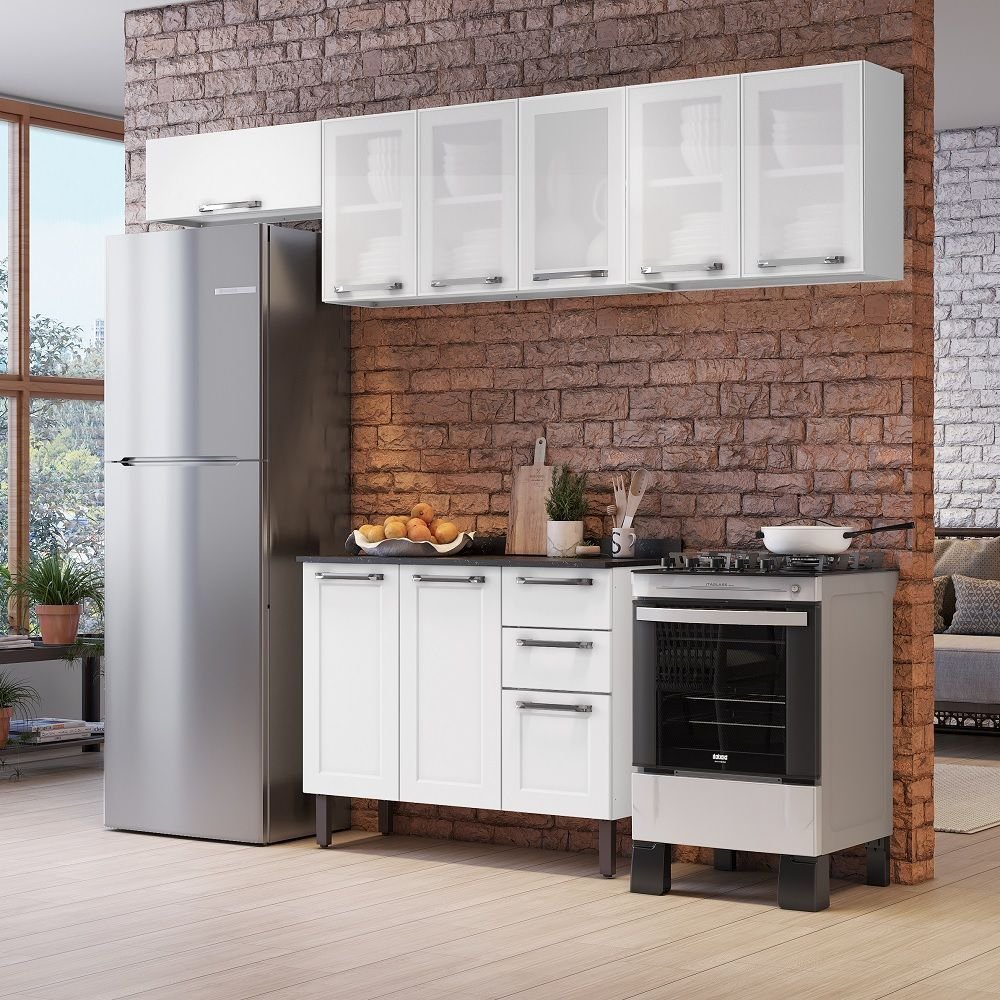 Cozinha Completa Modulada 4 Peças 9 Portas 2 Gavetas Florença Itatiaia Branco