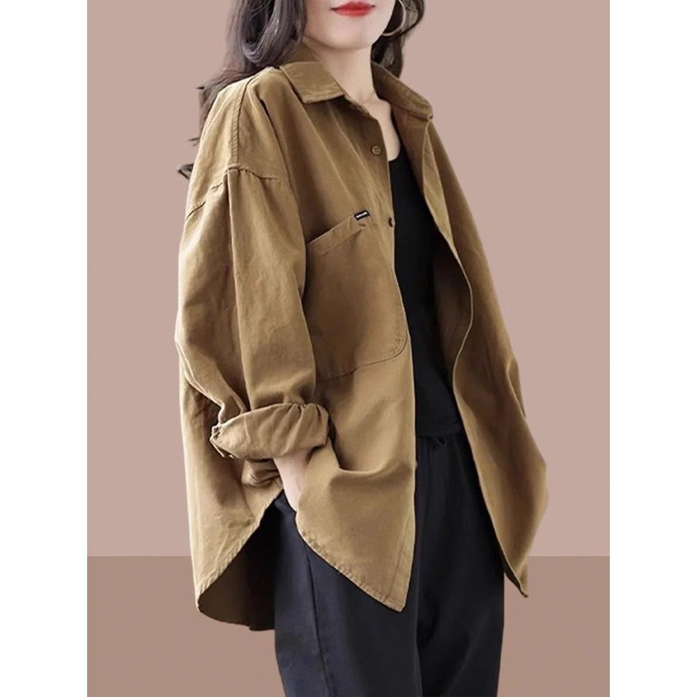 2026 primavera outono novo estilo senhoras camisa de manga comprida estilo ocidental jaqueta redutora de idade Cardigan 