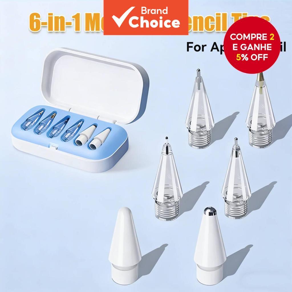 TOILEUM Pacote com 6 Pontas de Ponta Fina 6PCS para Apple Pencil 1a/2a/USB-C - C